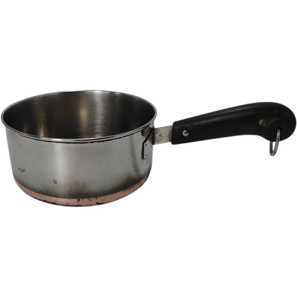 VTG 1801 Revere Ware Sauce Pan Pot Copper Clad Bottom No Lid 7 Inch Opening